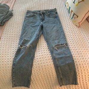 ZARA high waisted slim knee slit jeans